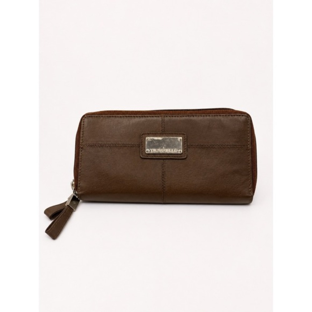 Vintage Y2K Tignanello Zip Around Wallet Brown Genuine Leather Classic Old Money